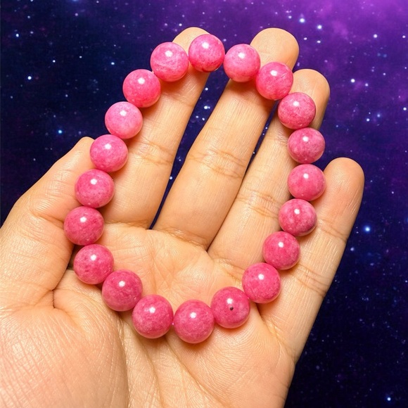 Jewelry - Pink Quartz Bracelet | 10mm Natural Stone Beads | Handmade Stretch Bracelet